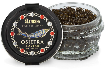 50g Osietra Stör Kaviar Malossol Lemberg Schwarz Delikatesse Feinkost Fisch