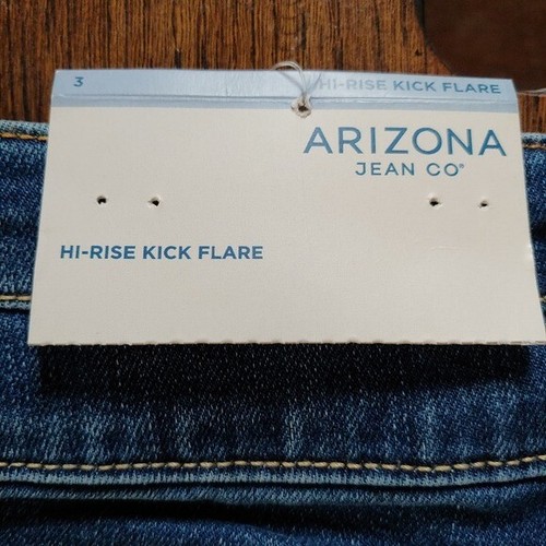 Arizona Jean Company High rise Kick flare jeans raw hem junior's size 3 NEW TAGS - Picture 12 of 13