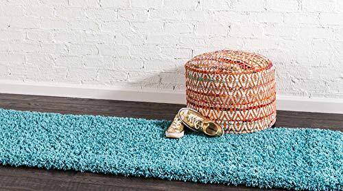 Solid Shag Collection Area Rug (2' 2" x 6' 2' 2" x 6' 7" Runner Deep Aqua Blue - Picture 4 of 7