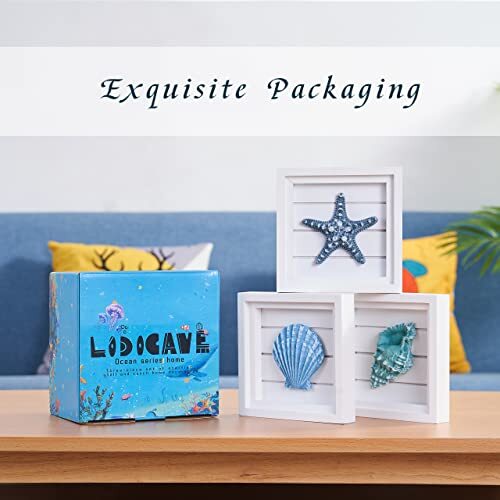 3D Art Beach Wall Decor Coastal Decor for Home(6.3 x6.3 ) Ocean white - Picture 5 of 7