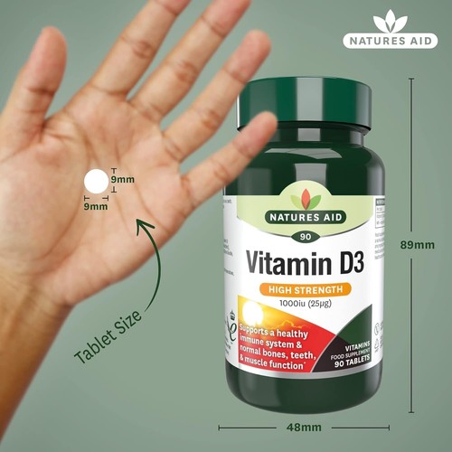 Natures Aid High Strength Vitamin D3 1000iu(25ug) - 270 Tablets Dated 2027 - Picture 3 of 6