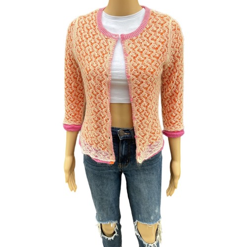 Sigrid Olsen Mohair Cardigan Knit Lace Overlay Designer Sweater - Size PS - Picture 3 of 8