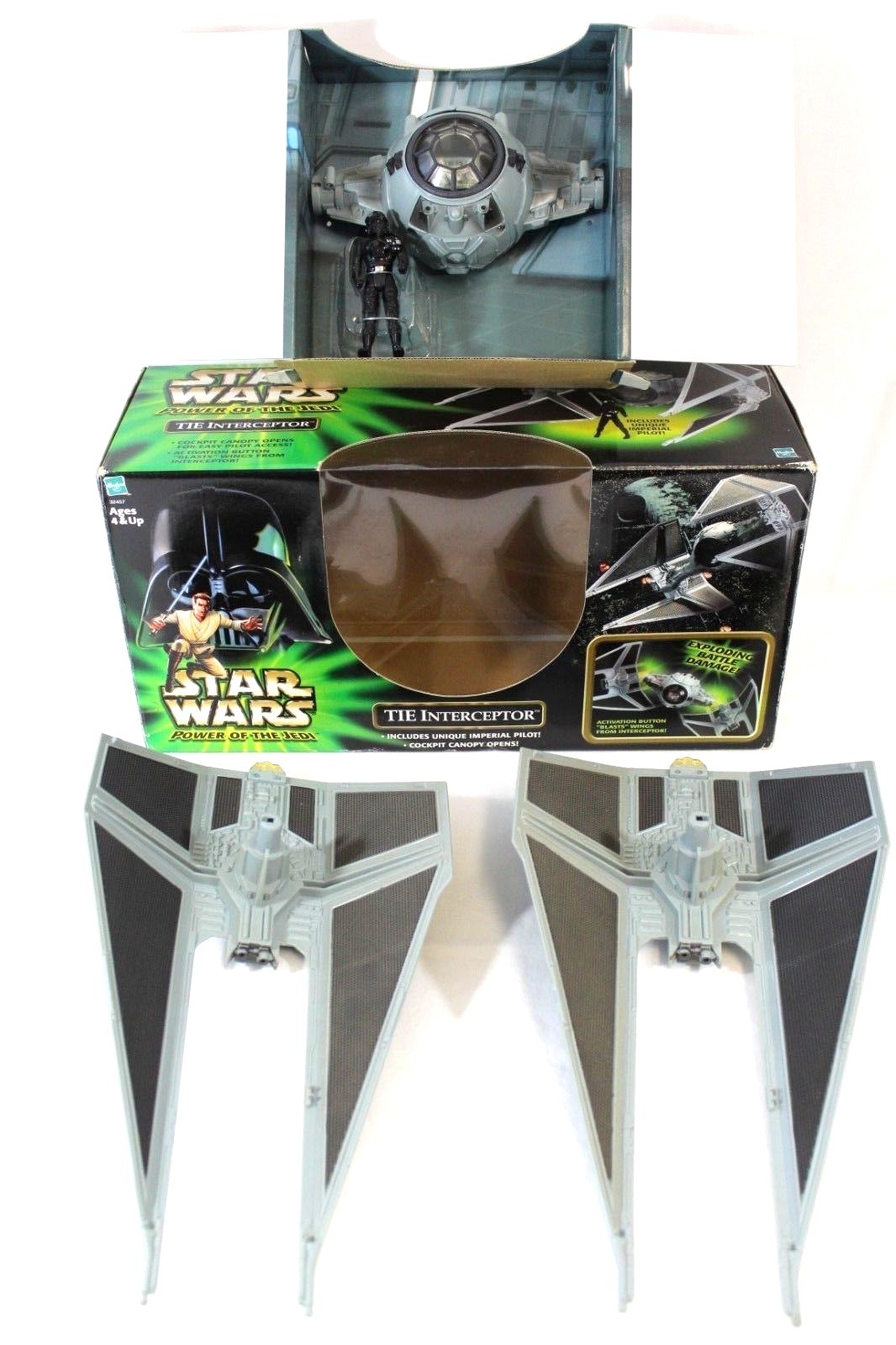 2001 Star Wars Power Jedi TIE Interceptor Ship & Imperial Pilot & Original Box 2001 Star Wars Power Jedi TIE Interceptor Ship & Imperial Pilot & Original Box