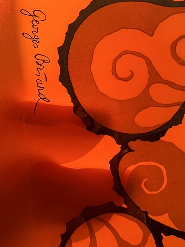 Vintage MCM Georges Briard Signed Gold Orange Garden Glass Serving Tray - Picture 3 of 11