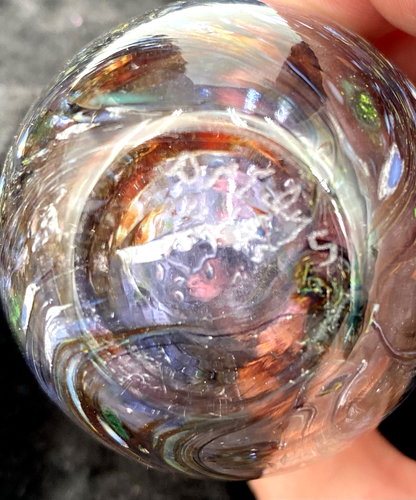 David P Salazar "Starry Night" Glass Perfume w/Stopper: Dichroic Swirls, Signed - Picture 17 of 20