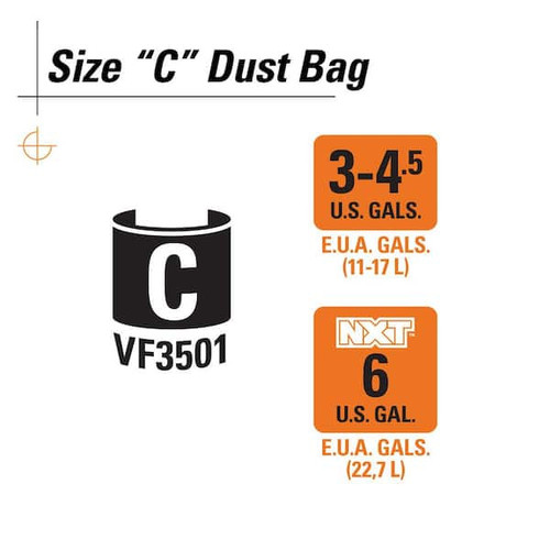 2 Pack 3 to 4.5 Gallon Size C Wet Dry Vacuum Cleaner Pick-up Dust Filter Bags - Picture 2 of 12