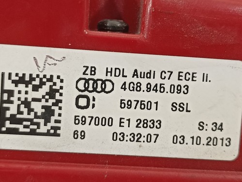 4G8945093 PILOTO TRASERO IZQUIERDO EN PORTON / 6121253 PARA AUDI A7 SPORTBACK 4 - Imagen 3 de 10