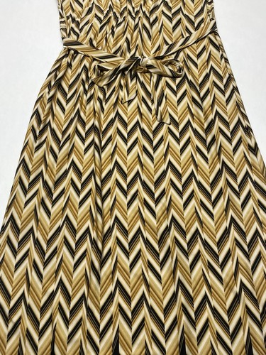 Braun Chevron Perlen Blume Tie Back Taille Maxikleid Gr 16 Boho Strand Küste - Bild 16 von 22