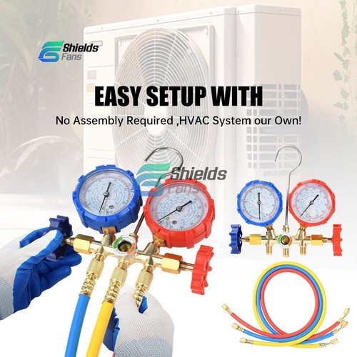AC Manifold Gauge Set For R134A R12 R410A R22 R32 R404A Refrigeration Charge US - Picture 13 of 24