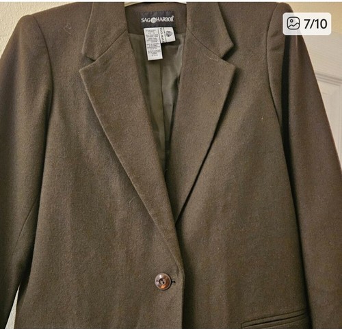 Blazer Sag Harbor Old Money Verde Oliva 100% Lana Marca de Lana Trabajo Forrado Chaqueta 14 - Imagen 7 de 7