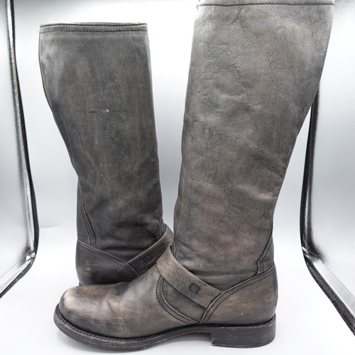 Frye Boots Womens Size 9 Black Distressed Knee High Engineer Buckle Strap 77609 - Picture 11 of 20