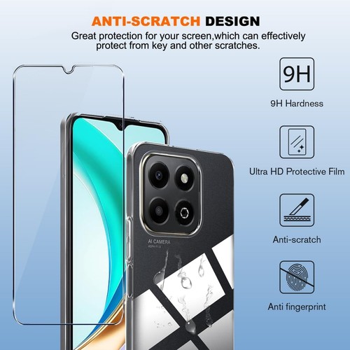 Coque Etui Housse Silicone + Vitre Verre Trempé pour Honor X6A / X7A / X8B / X8C - Photo 2 sur 5