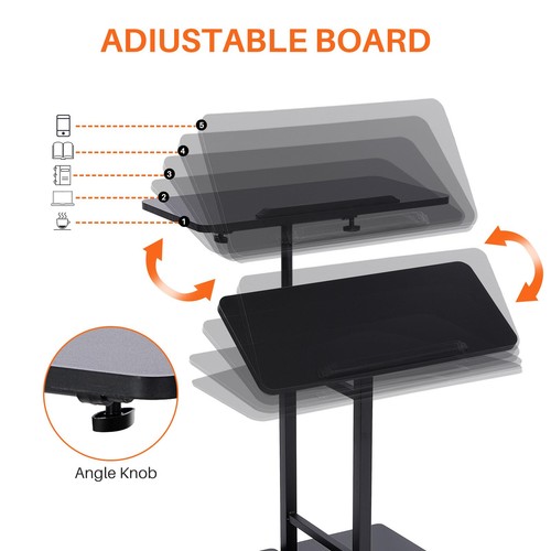 Hovadova Mobile Laptop Stand Desk, Standing or Sitting Rolling Computer Cart ... - Afbeelding 6 van 8