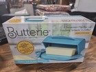 Butterie Flip Top Butter Dish w/Spreader Knife Aqua Blue Teal Kitchen New In Box