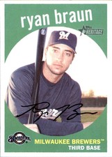 Ryan Braun 2008 Topps Heritage #390 Milwaukee Brewers FREE SHIPPING AutographDen