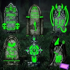 15.7  Halloween Glow in the Dark Tombstones - 7 Pcs Fluorescent Gravestones with