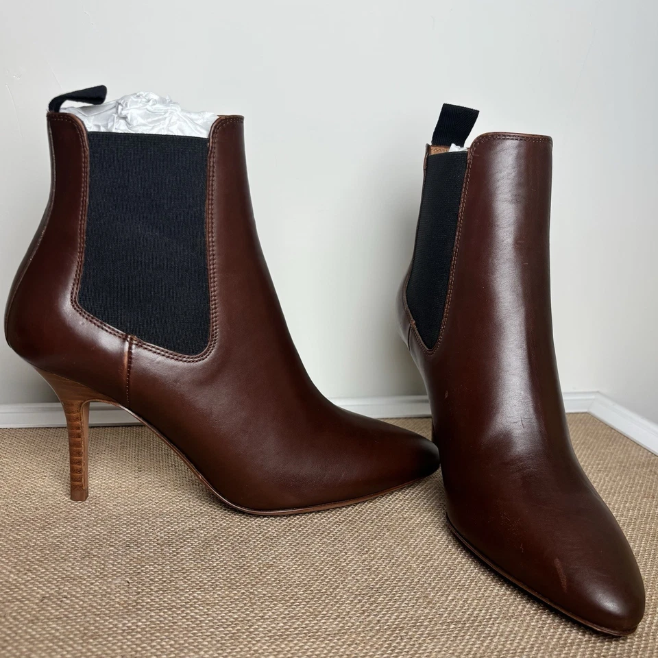 Nuevo Ralph Lauren Polo Marrón Para Mujer 6B Vachetta Piel de becerro Gatito Tacón Bota Foto 2 de 4