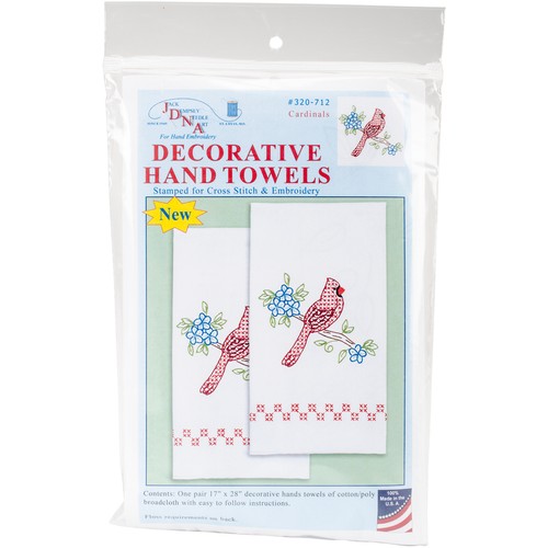 Jack Dempsey Stamped White Decorative Hand Towel Pair 17"X28"-Cardinal - 第 1/1 張圖片