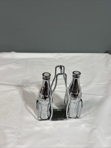 Vintage 1998 Chrome Coca-Cola Salt And Pepper Shaker Set BE - Picture 2 of 5