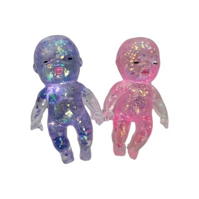 Glitter Baby Sugar Squishies SET OF TWO Twinsies Sparkle Stretch Squeeze Toys