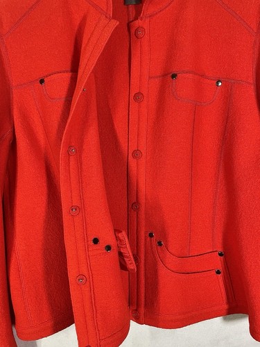Per Se Women Wool Jacket and Scarf Orange Size 18 100% Wool Preppy Retail $695 - Picture 5 of 10