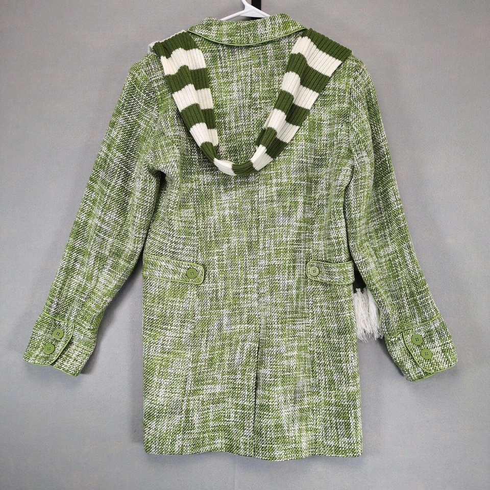 Dialogue Women's 8 Green Tweed Jacket, Linen Blend, Mod Retro Preppy w/ Scarf - Изображение 2 из 4