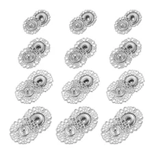 24 Sets Hollow Flower Snap Buttons, Press Buttons 15mm/18mm/21mm/24mm, Silver