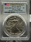 2015-W American Silver Eagle PCGS MS70 First Strike West Point .999 Fine Silver