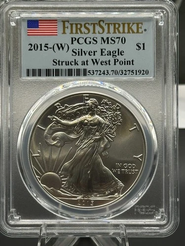 2015-W American Silver Eagle PCGS MS70 First Strike West Point .999 Fine Silver