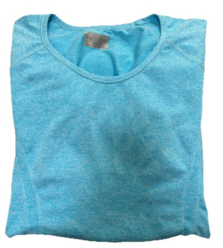 Athleta Womens Shirt X-Large Aqua Workout Pullover Ruched - Picture 7 of 8