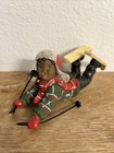 Christmas Ornament African American Child Skiing Resin Red Hat Figure Tree Decor