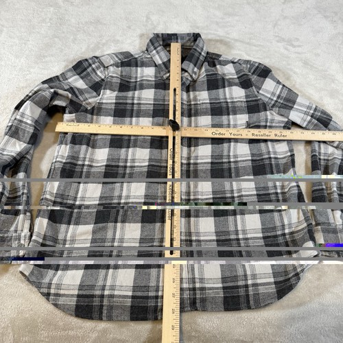 Eddie Bauer Shirt Flannel Gray Plaid Cotton Size Medium Mens - Picture 5 of 6