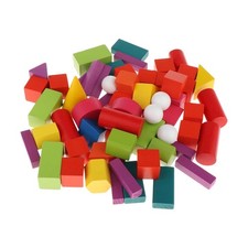 60 Pieces Wooden Geometric Solids Classroom Manipulatives Learning Toys