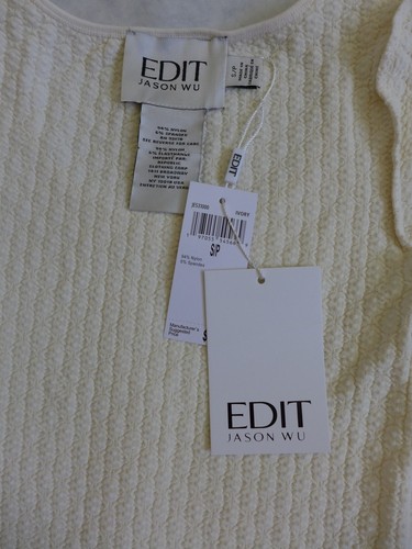 EDIT JASON WU Women S L Very Stretchy Textured Short Sleeve Tee Shirt Top IVORY - Picture 3 of 14