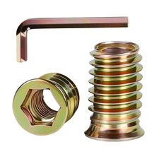 30 PCS M8-1.25 x 25mm Threaded Inserts, Wood, Furniture Nuts, Hex Spanner Incl.