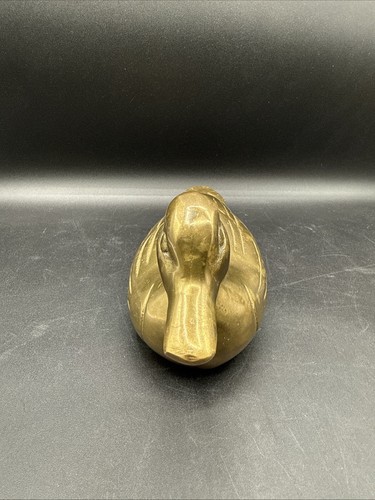 Statuina esca anatra ottone massiccio vintage 9 1/2", anatra volante e metallo dipinto Mallard - Foto 6 di 24