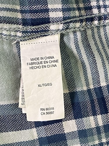 Lucky Brand (Mens XL) Western Sportswear Classic 100%-Cotton Blue Plaid Shirt - Imagen 8 de 10