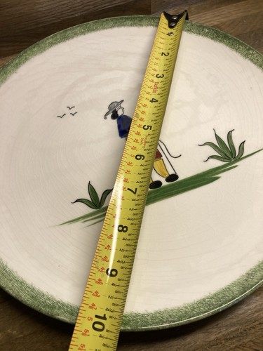 KNOWLES NORMANDY 10 1/4 DINNER PLATE PEASENT GIRL FRENCH COUNTRY HAND PAINTED - Picture 2 of 3
