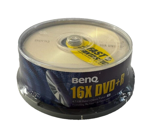 NEW BenQ DVD+R 16x 25 Pack Spindle 4.7GB 120min Video PicFect DataGuard X SLP - Picture 4 of 9