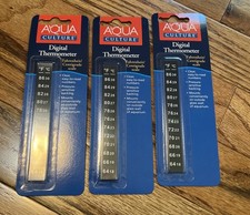 Lot of 3 - Aqua Culture Digital Aquarium Thermometer Fahrenheit Centigrade Scale