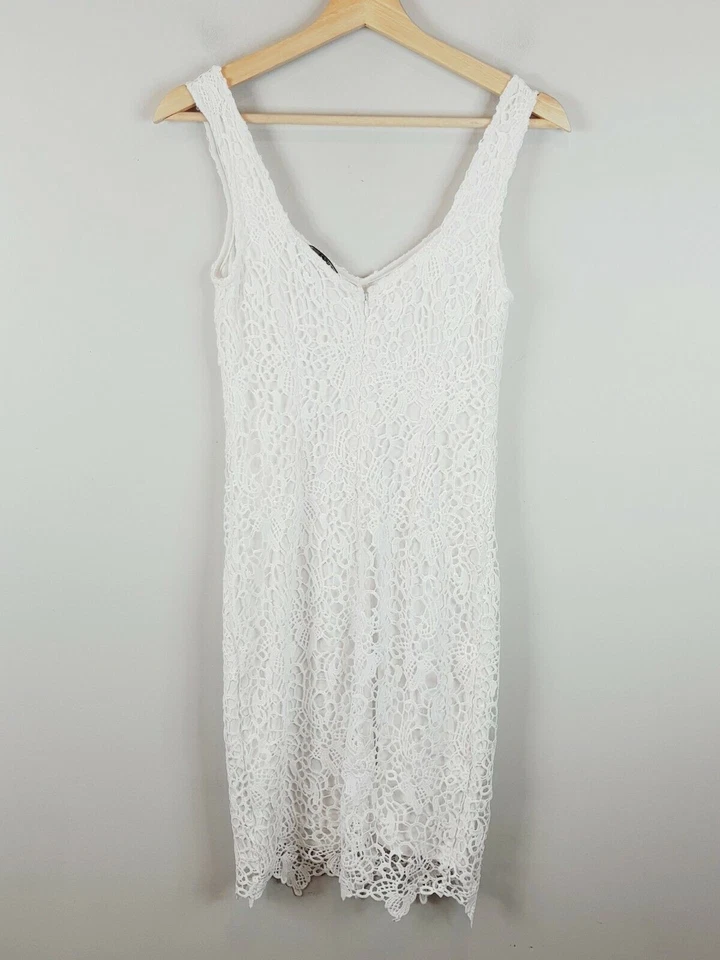 GUESS | Vestido de ganchillo de encaje blanco sin mangas para mujer [talla AU 8 o US 6] Foto 4 de 4