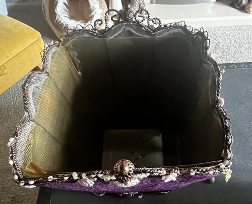 4 piece bedroom set. Purple, ornate, mirror, candle holder, bin and storage box - Picture 8 of 9