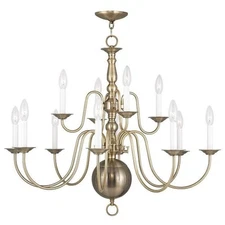 Livex Lighting Williamsburgh Chandelier in Antique Brass