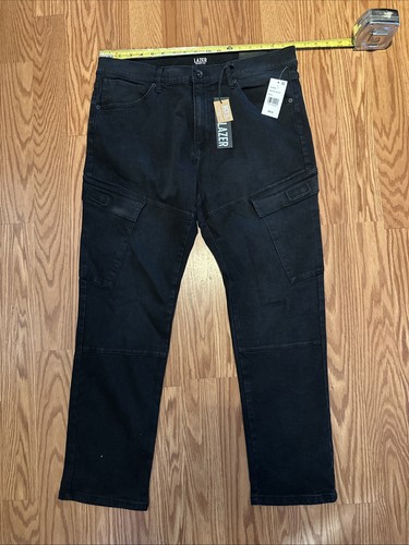 Lazer Brand NEW Cargo Men's Pants Size Large 36/30 Black Stretch Canvas