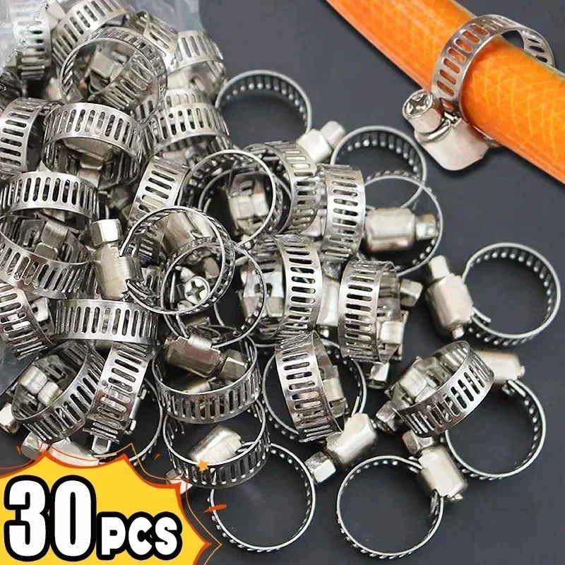 30X Stainless Steel Hose Clamps Clips Adjustable Range Worm Gear Pipe Clamp Kit - image 2 of 4