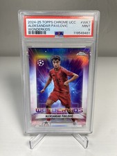 2024-25 Topps Chrome UEFA Club Competitions Wonderkids Aleksandar Pavlovic PSA 9