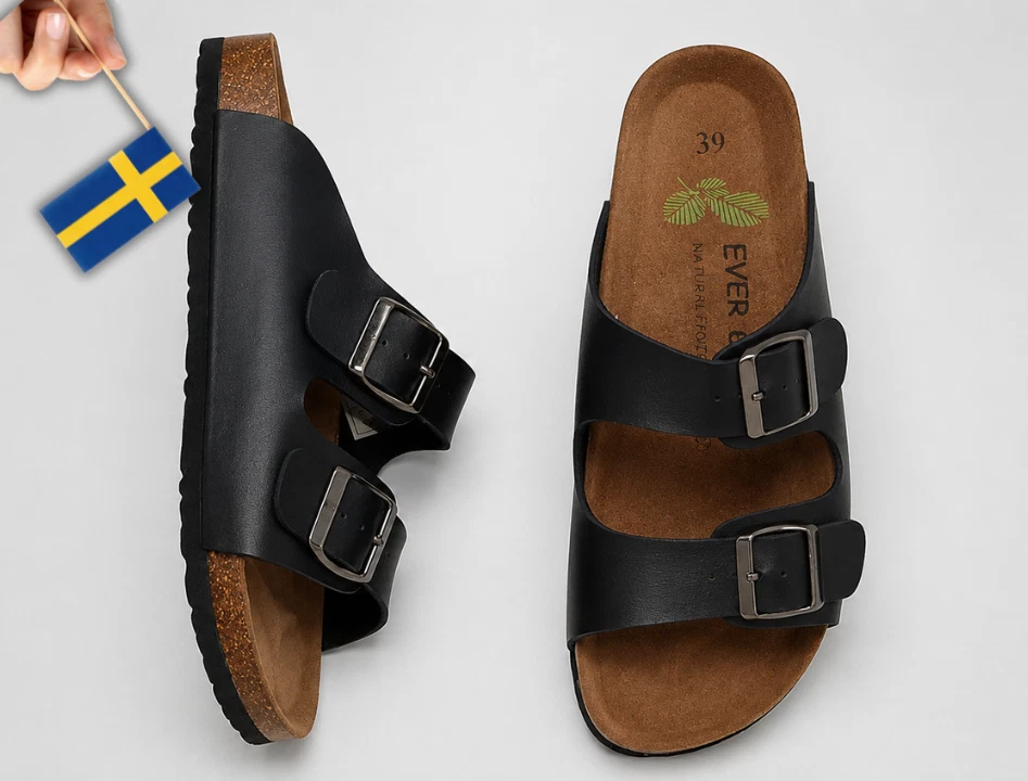 Comfort Leather Footbed Sandals – Classic Scandinavian Design – Genuine Leather