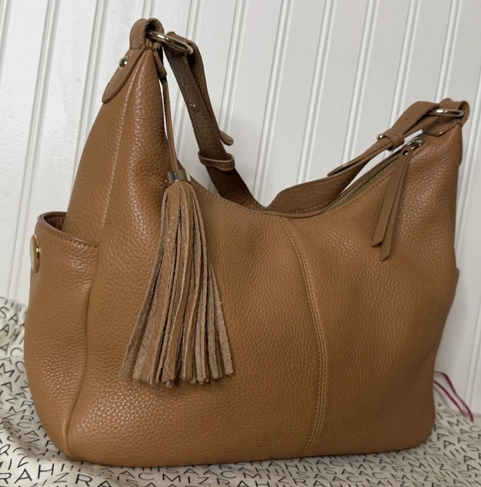 Isaac Mizrahi Leather Shoulder Bag Hobo Bag Soft Pebble Brown Tote Purse - Image 2 of 4