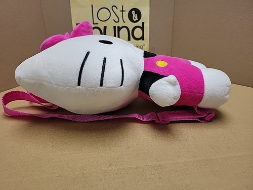 Hello Kitty weicher Plüsch Rucksack Riemen rosa weiß schwarz Reißverschlusstasche 13 Zoll - Bild 5 von 14