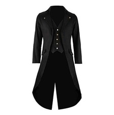 Men's Victorian Tailcoat Jacket Gothic Steampunk Cosplay Costume Long Sleeve